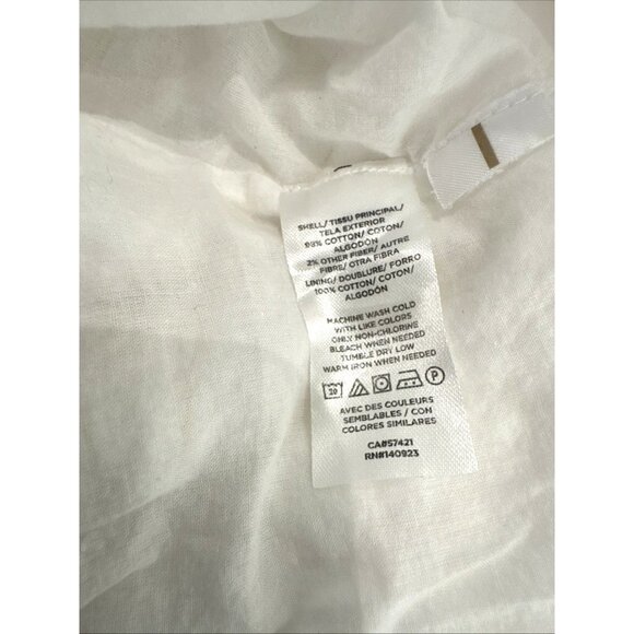 Loft White Dress With Gold & Silver Metallic Lines Drawstring Waist Sleeveless S - Picture 8 of 10